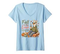 Women's Cozy Fall Duck Autumn Season Lover V-Neck T-Shirt