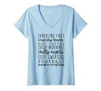 Womens Cozy Fall Vibes for Autumn Outings and Gatherings V-Neck T-Shirt