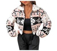 Women's Cozy Fleece Jacket Western Aztec Print Button Down Coat with Pockets Casual Warm Outwear 2024 2024 New