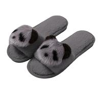 Women's Cozy Fuzzy Panda Animal Themed Open Toe Slide Slippers for Indoor Outdoor Casual Comfort Ladies Size 4 Wide Fitting Women Lady Winter Slipper