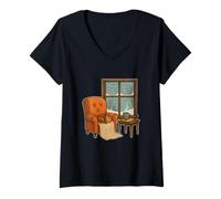 Womens Cozy Reading Nook in Winter V-Neck T-Shirt
