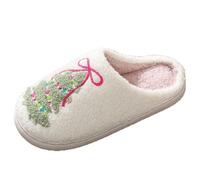 Women's Cozy Slippers With Bow Design For Winter Home Use Warm Shoes for Relaxation and Casual Outings (White, 39)