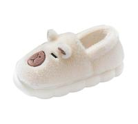 Women's Cozy Slippers with Heel Coverage for Indoor Outdoor Wear, Cute Cartoon Design Fuzzy Slides with Warm Fleece Lining, Non-Slip TPR Sole, Winter House Shoes (White, 6)