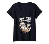 Women's Cozy Sloth Design for Slow Living Enthusiasts V-Neck T-Shirt