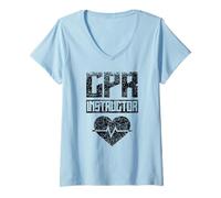 Womens CPR Instructor Care Emergency Coach First Aid Course V-Neck T-Shirt