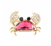 Women's Crab Brooch, Sparkling Blue Crystal & Rhinestone Gold Plated Lapel Pin, Versatile Accessory for Suits Coats Scarves Red