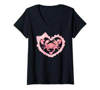 Womens Crab tshirt Crab Shack Crab Lover Retro Style Crab Heart Tee V-Neck T-Shirt