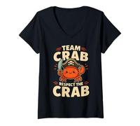 Womens Crab Whisperer Team Crab Respect The Crab Kawaii Pirate Crab V-Neck T-Shirt