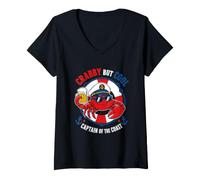 Women's Crabby but Cool Captain of the Coast Crab Beer V-Neck T-Shirt