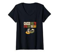 Women's Cracker Fork Tin If You Know You Know Tinned Fish Foodie V-Neck T-Shirt