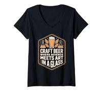 Womens Craft Beer Where Science Meets Art - Homebrewer V-Neck T-Shirt
