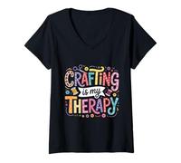 Womens Crafting is My Therapy V-Neck T-Shirt
