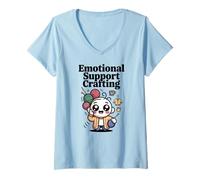 Women's Crafting Knitting Yarn Ball Cute V-Neck T-Shirt