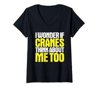 Women's Crane Mechanic I Wonder If V-Neck T-Shirt