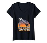 Women's Crane Operator I Move The Sky V-Neck T-Shirt