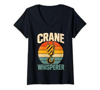 Women's Crane Operator Jobsite Humor Construction V-Neck T-Shirt