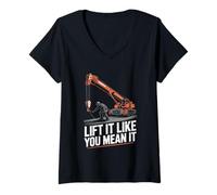 Womens Crane Operator Lift It Like You Mean It Crane Rigger V-Neck T-Shirt