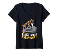 Womens Crane Operator Raising The Bar Every Shift Worker V-Neck T-Shirt