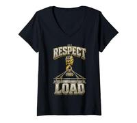 Women's Crane Operator Respect The Load V-Neck T-Shirt