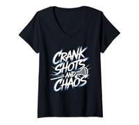 Womens Crank Shots And Chaos Lacrosse Apparel for Players V-Neck T-Shirt