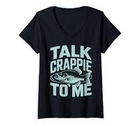 Womens Crappie Fishermen Big Slab Talk Crapiie V-Neck T-Shirt