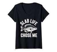 Womens Crappie Fishermen Catching Big Slab V-Neck T-Shirt