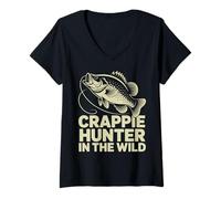 Womens Crappie Fishermen Crappie Hunter Big Slab V-Neck T-Shirt