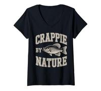 Womens Crappie Fishermen Vintage Big Slab Fish V-Neck T-Shirt