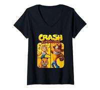 Womens Crash Bandicoot & Friends Vintage Character Panels V-Neck T-Shirt