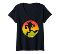 Womens Crash Bandicoot Sideview Silhouette Gradient Logo V-Neck T-Shirt