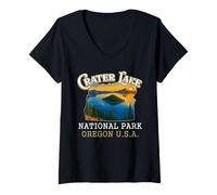 Womens Crater Lake National Park Vintage Oregon Traveling Lover V-Neck T-Shirt
