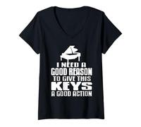 Womens Craving A Reason to Smash Piano Keys with Passion V-Neck T-Shirt