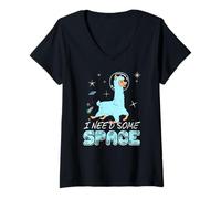 Womens Craving Space Time Alone Funny Llama Galaxy V-Neck T-Shirt