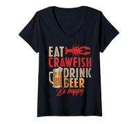 Womens Crawfish Boil Drinking Beer Lovers Cajun Chefs V-Neck T-Shirt