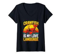 Women's Crawfish is My Love Language Funny Cajun Boil V-Neck T-Shirt