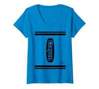 Womens Crayon Sapphire Group Costume V-Neck T-Shirt