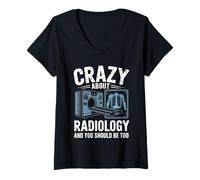 Womens Crazy about radiology and you should be too Radiologist tech V-Neck T-Shirt