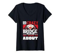Women's Crazy Bridge Player Warned About Bridge Card Game Player V-Neck T-Shirt