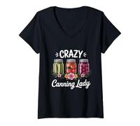 Womens Crazy Canning Lady Homemade Canning Season V-Neck T-Shirt