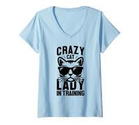 Women's Crazy Cat Lady in Training Fun V-Neck T-Shirt
