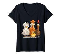 Womens Crazy Chicken Family Funny Farm Animal Lover Men Women Kids V-Neck T-Shirt