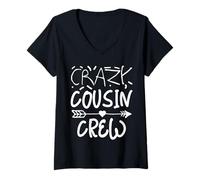 Womens Crazy Cousin Crew Funny Family Matching Group V-Neck T-Shirt