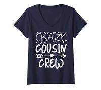 Womens Crazy Cousin Crew Funny Family Matching Group V-Neck T-Shirt