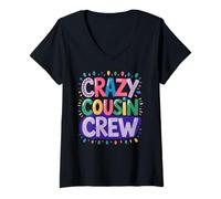 Womens Crazy Cousin Crew Pajamas Kids Girls Toddler Matching Gifts V-Neck T-Shirt