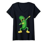 Womens Crazy Cucumber Lady Vegetarian Pickle Vegetable Cucumber V-Neck T-Shirt