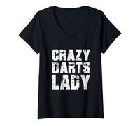 Womens Crazy Darts Lady Dart Player Dart Board Darting Triple 20 V-Neck T-Shirt