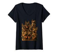 Womens Crazy German Shepherd V-Neck T-Shirt