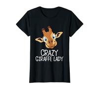 Womens Crazy Giraffe Animal Head Crazy Giraffe Lady T-Shirt