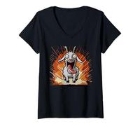 Womens Crazy Goat Goat Simulator V-Neck T-Shirt