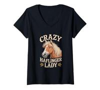 Women's Crazy Haflinger Lady Horse Lover Western Equestrian V-Neck T-Shirt